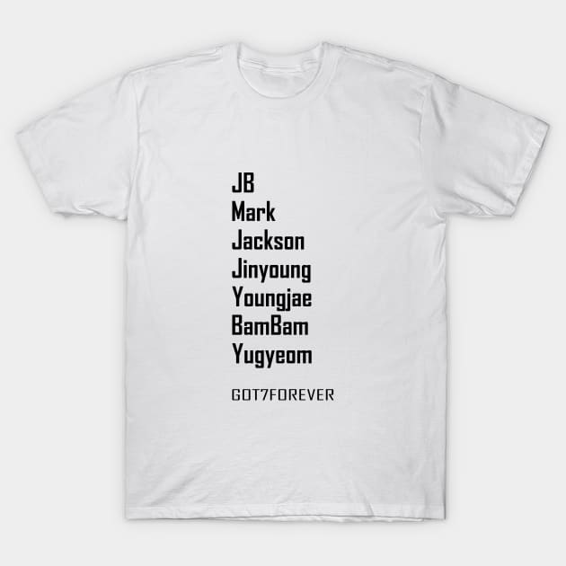 GOT7 forever Members names black T-Shirt by PLMSMZ